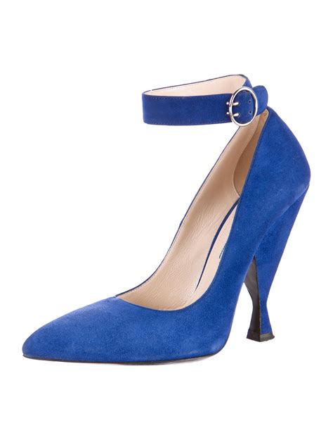 prada suede pointed-toe pumps|prada chunky heel pumps.